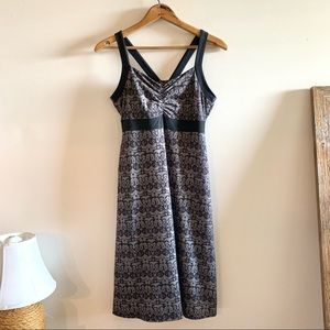 Prana Amaya Dress black and gray printed athleisure dress size small